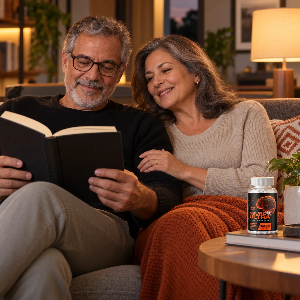 Casal em um momento de leitura em casa